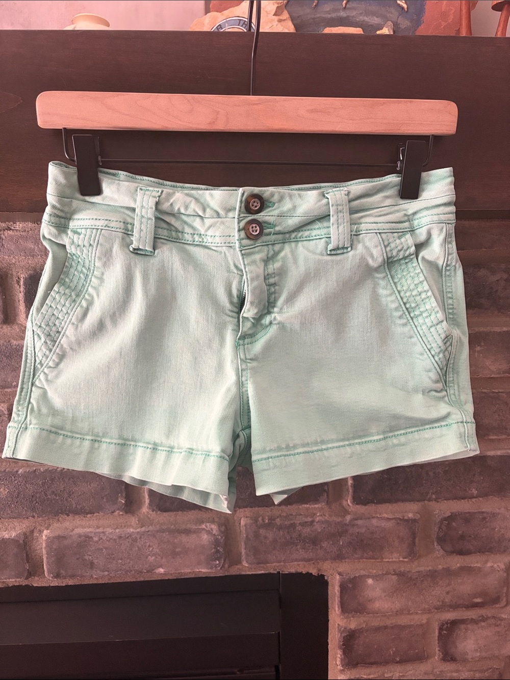 BKE Minty Aqua Denim Shorts
